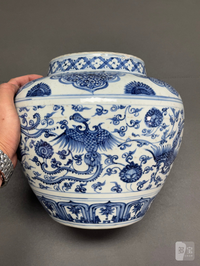 明中期  青花凤穿花纹罐 - 图7